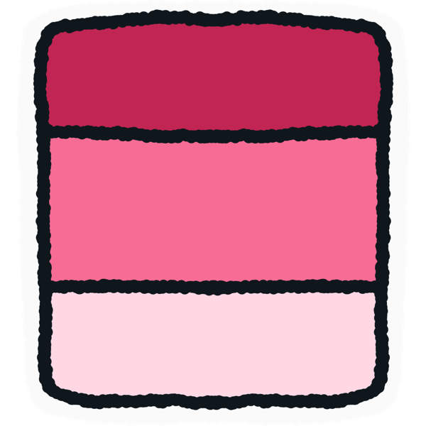 a rectangle divided in three, darkest pink at the top and lightest pink at the bottom
